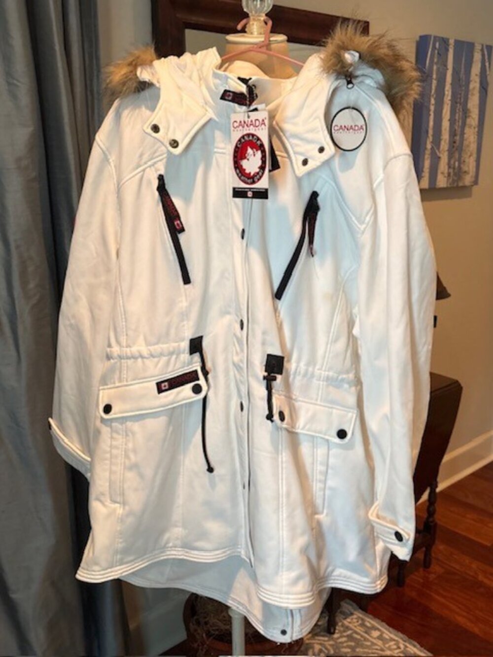 CANADA WEATHER GEAR Ski Snow Parka Coat Size 3X New with Tags White Black Trim